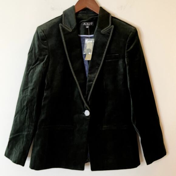 J.Crew Alexandra Velvet Blazer Italian Formal Holidays Lux CF274 Emerald Green 4 - Picture 2 of 16
